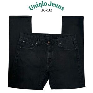 Uniqlo Men's Black Straight Leg Jeans | Size 36x32
